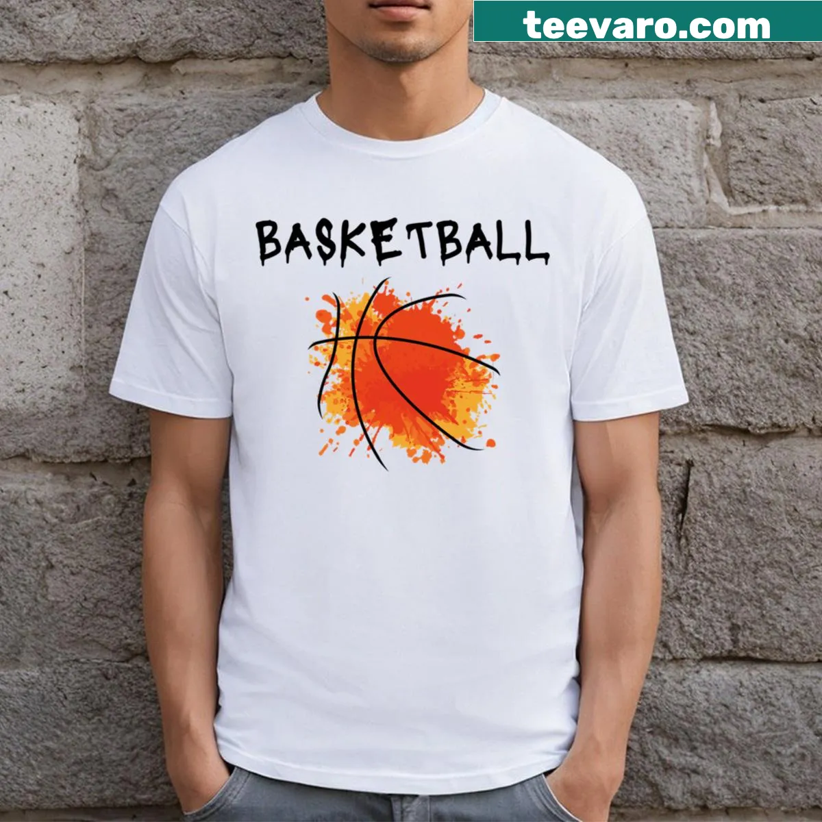 Graffiti design basketball t-shirt with urban style — on a men's t-shirt