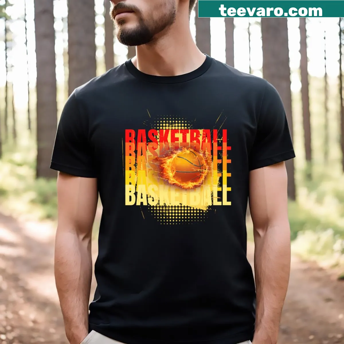 Minimalist basketball-themed T-shirt — on a men's t-shirt
