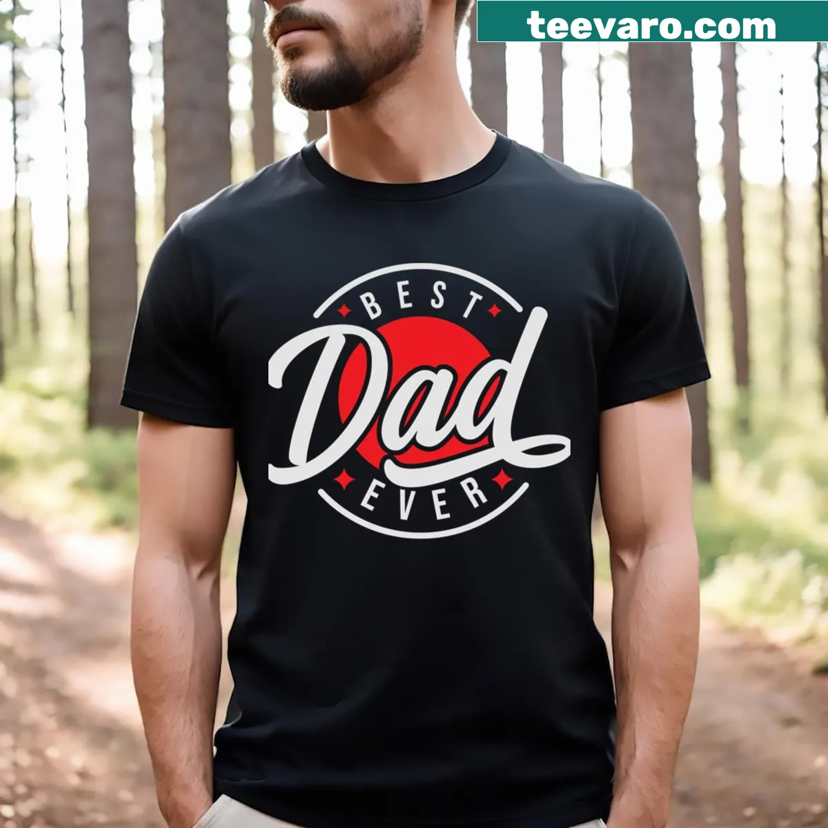 Typography T-shirt with the phrase Best Dad Ever — on a men's t-shirt