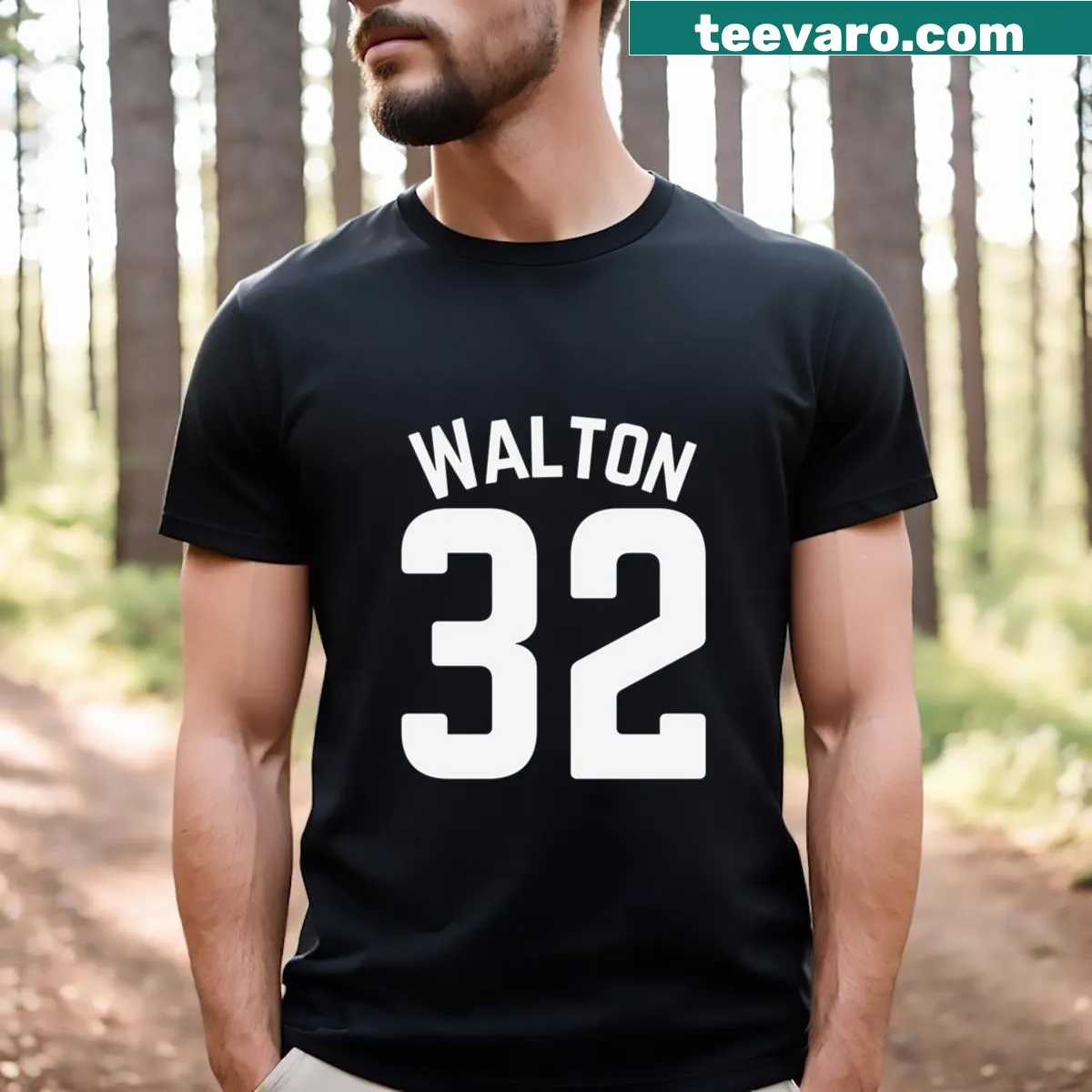 Vintage tribute T-shirt featuring Bill Walton's number and design. — on a men's t-shirt
