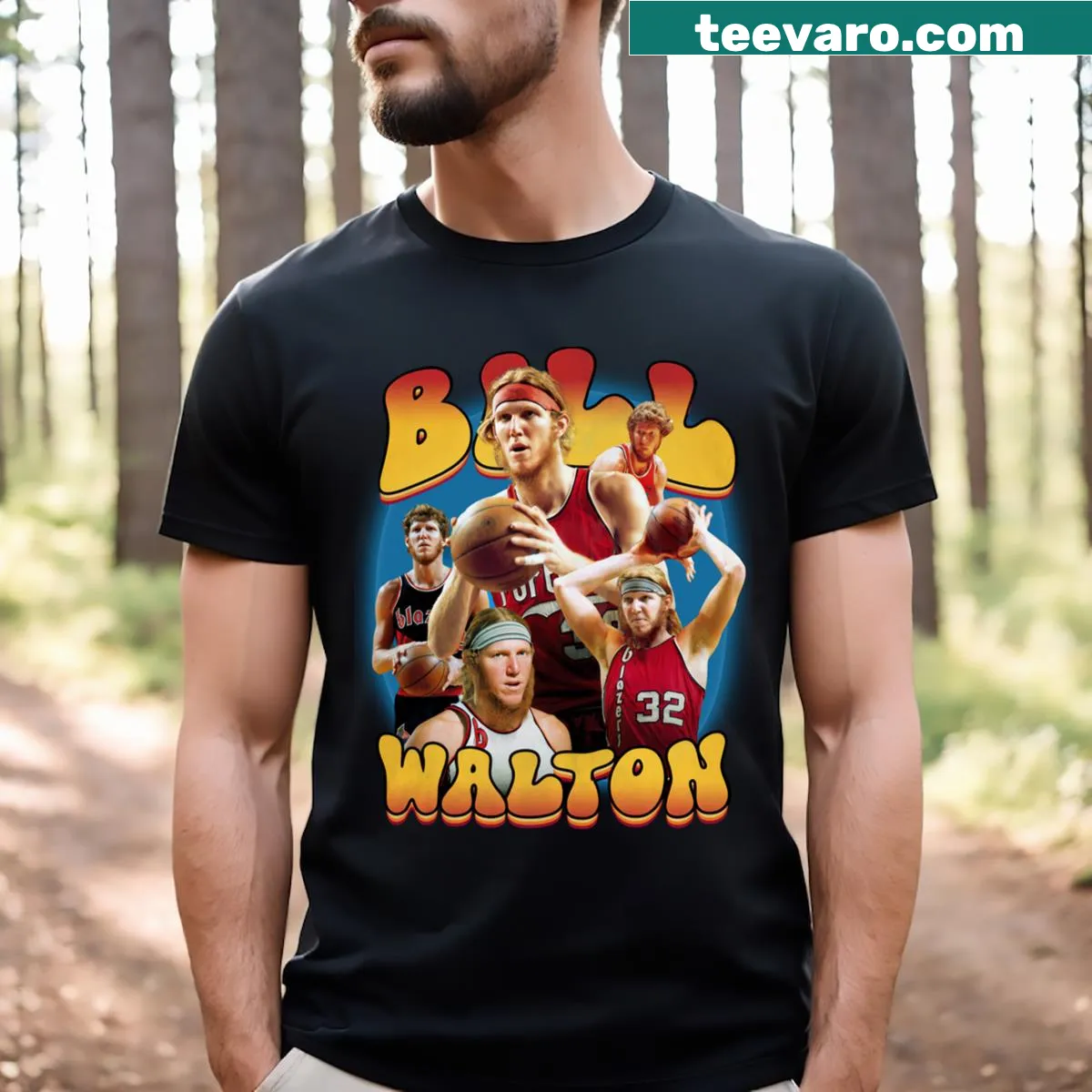 Retro design honoring Bill Walton on a vintage-inspired tee. — on a men's t-shirt