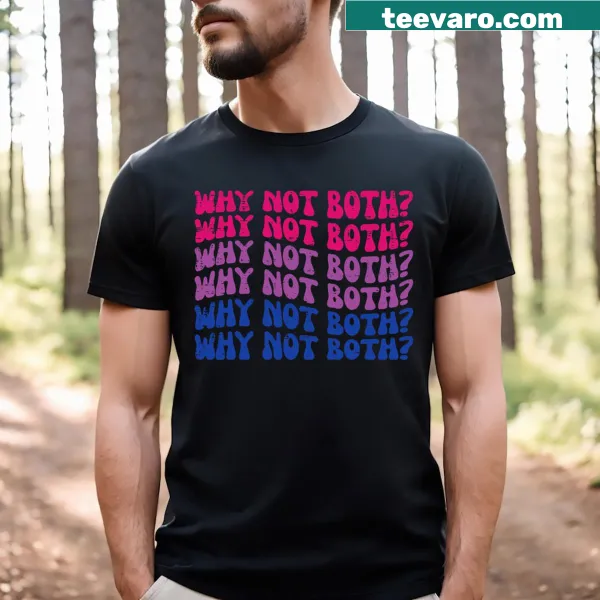 Funny T-shirt featuring the bisexual pride flag and playful text