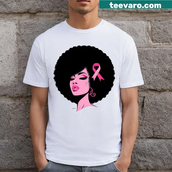 Supportive Breast Cancer T-shirt with African American themes in typography