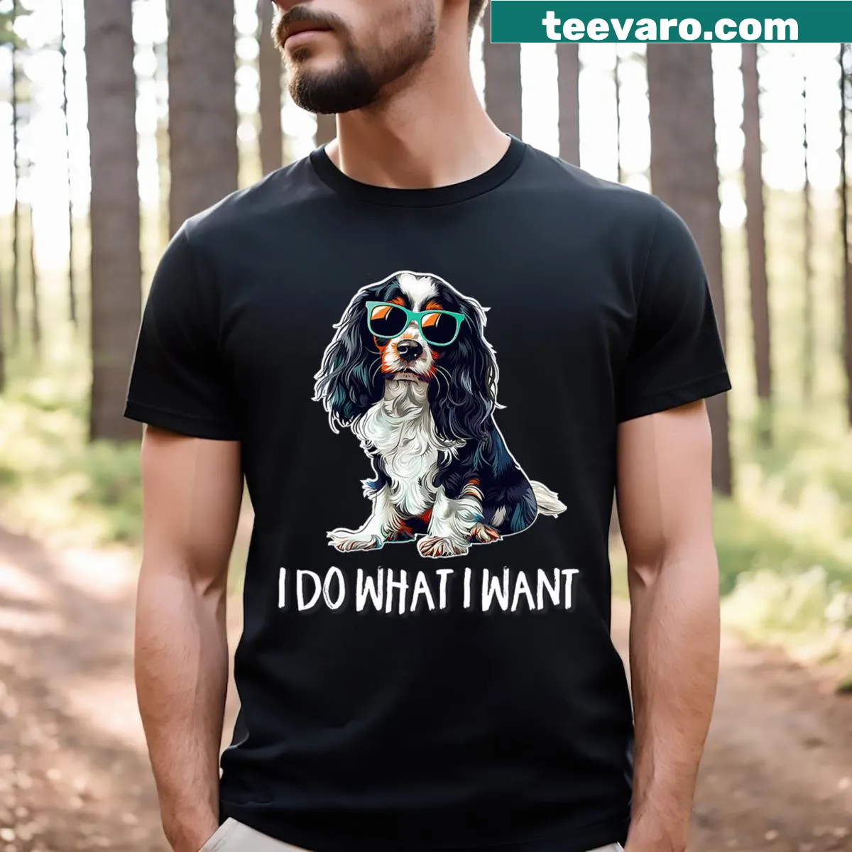 Illustration of a Cavalier King Charles Spaniel on a t-shirt — on a men's t-shirt