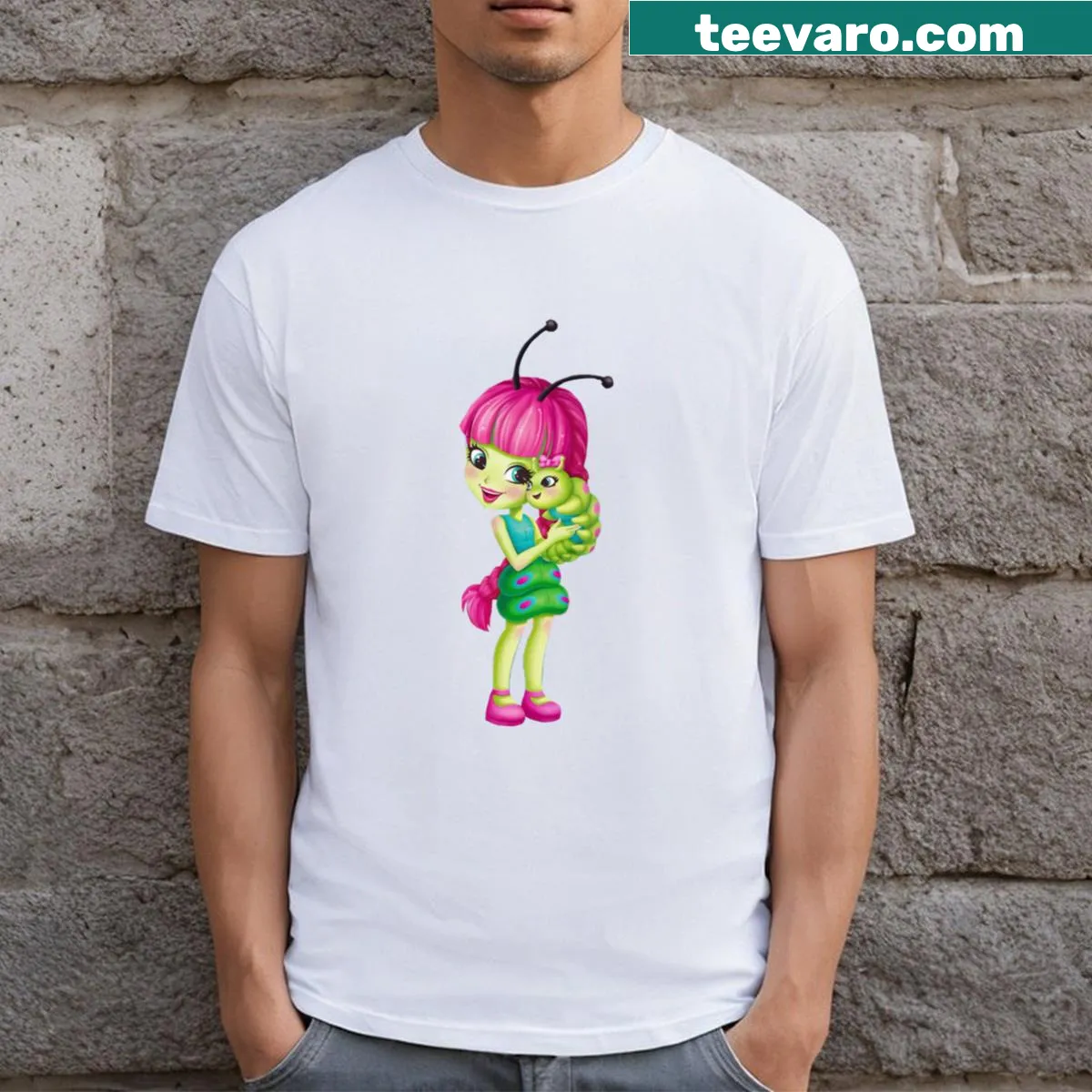 Enchantimals T-shirt featuring Cay the Caterpillar in a cute design — on a men's t-shirt