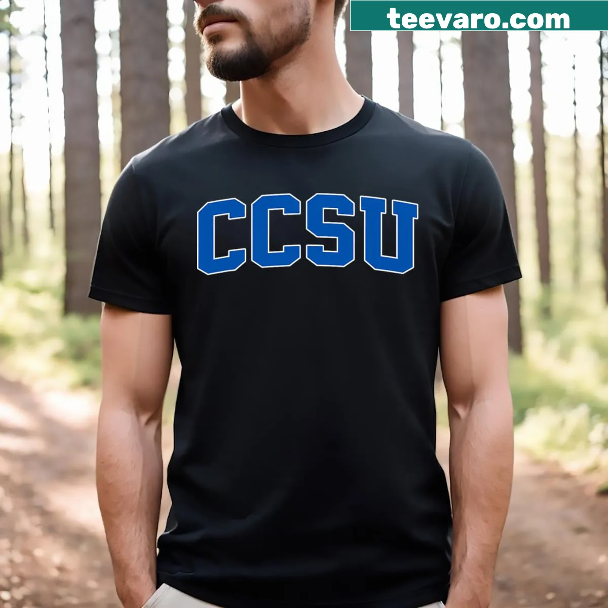 Vintage retro university athletic sports t-shirt with arch design — on a men's t-shirt