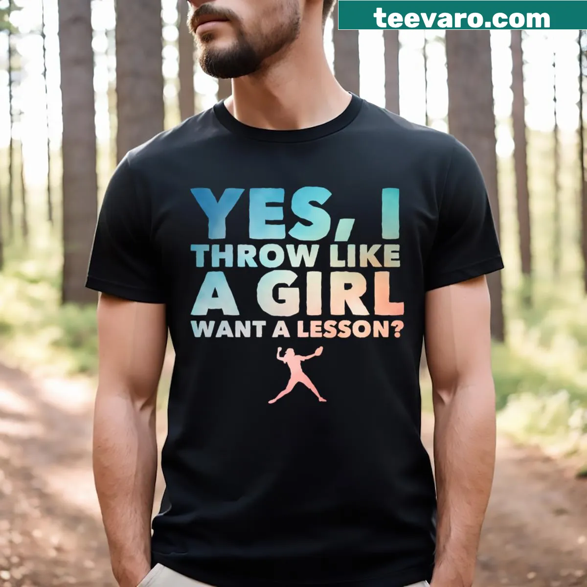 Illustration of a softball pitcher for girls who play sports. — on a men's t-shirt
