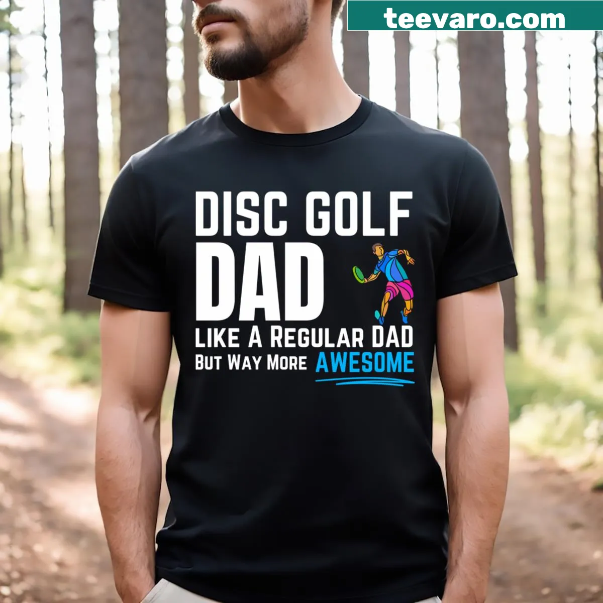 Funny T-shirt featuring a disc golf graphic for dads — on a men's t-shirt