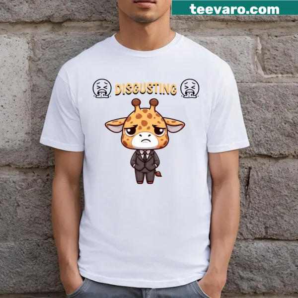 Cute giraffe with a funny expression on a T-shirt