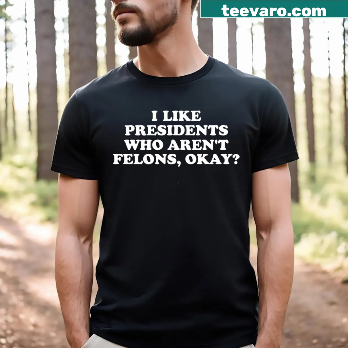 Text graphic saying 'The Felon' on a T-shirt — on a men's t-shirt
