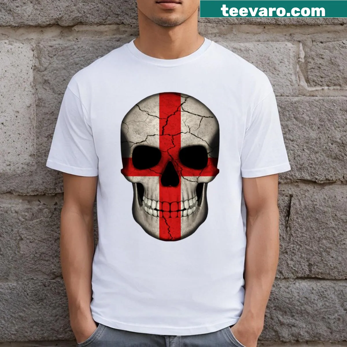 Skull design with England George Cross on a T-shirt — on a men's t-shirt