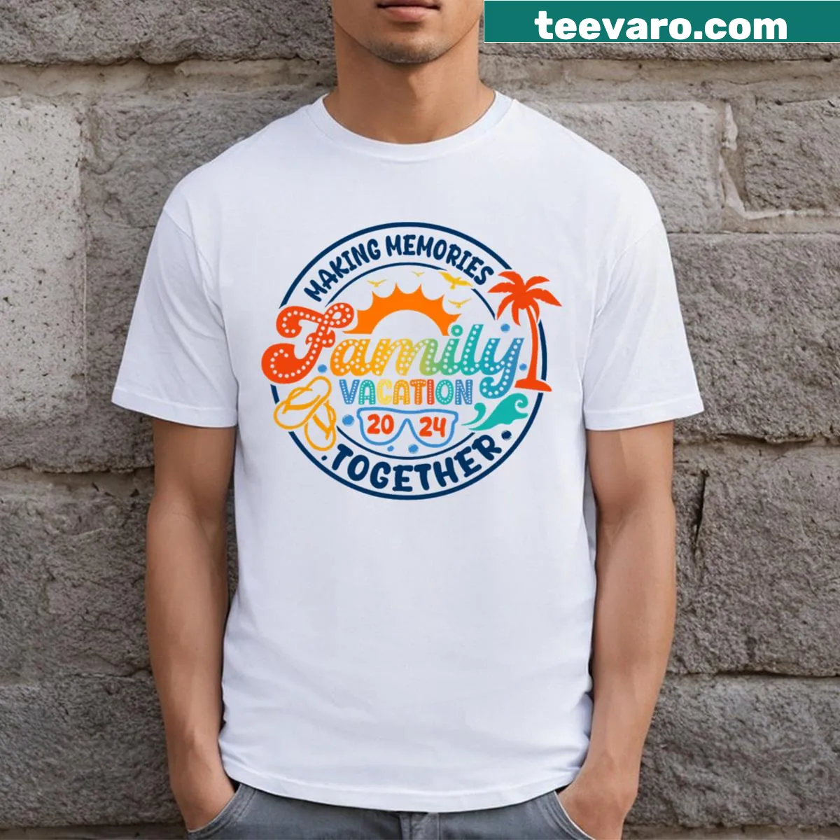 Matching family vacation T-shirts for summer fun — on a men's t-shirt