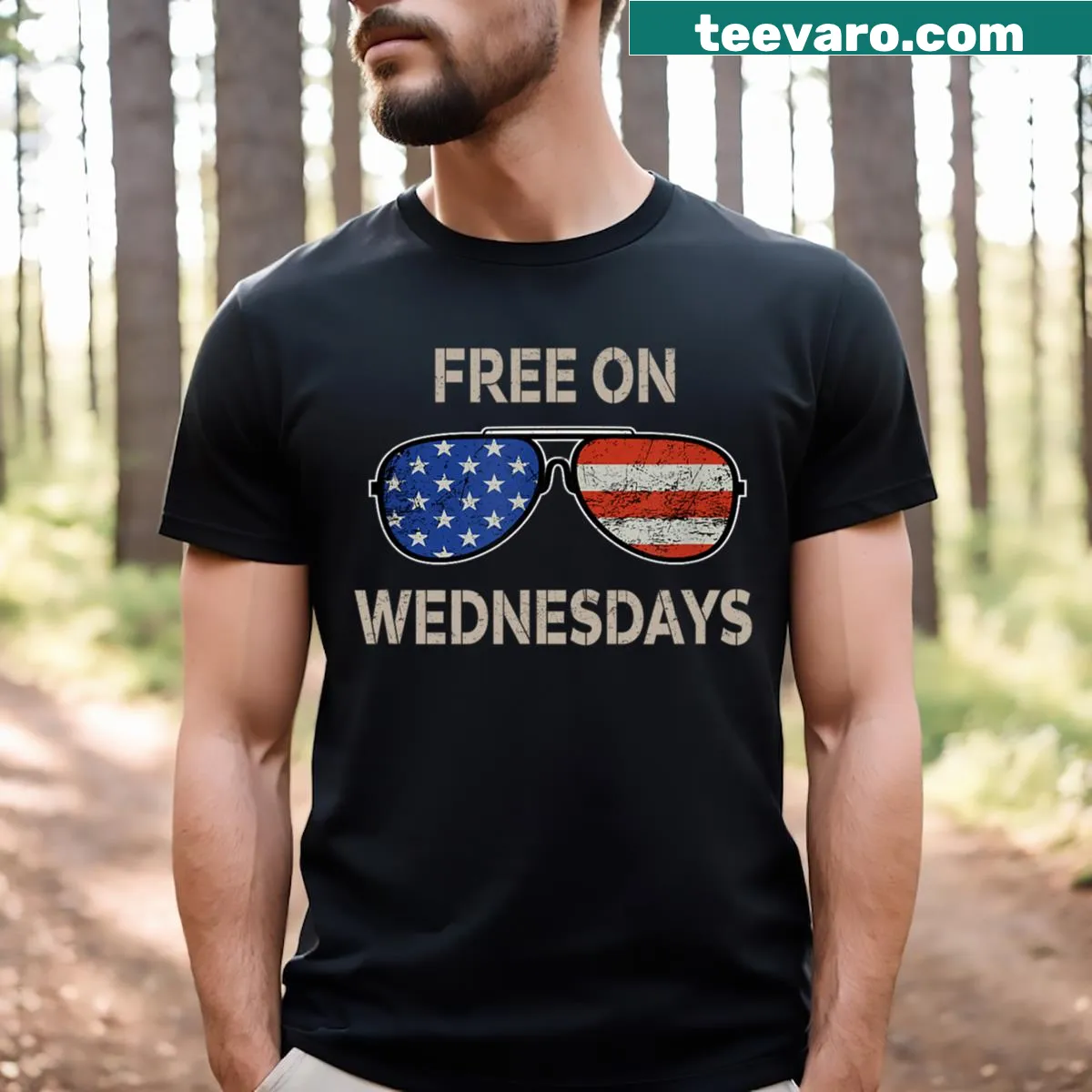Funny T-shirt with 'Free On Wednesday' text — on a men's t-shirt