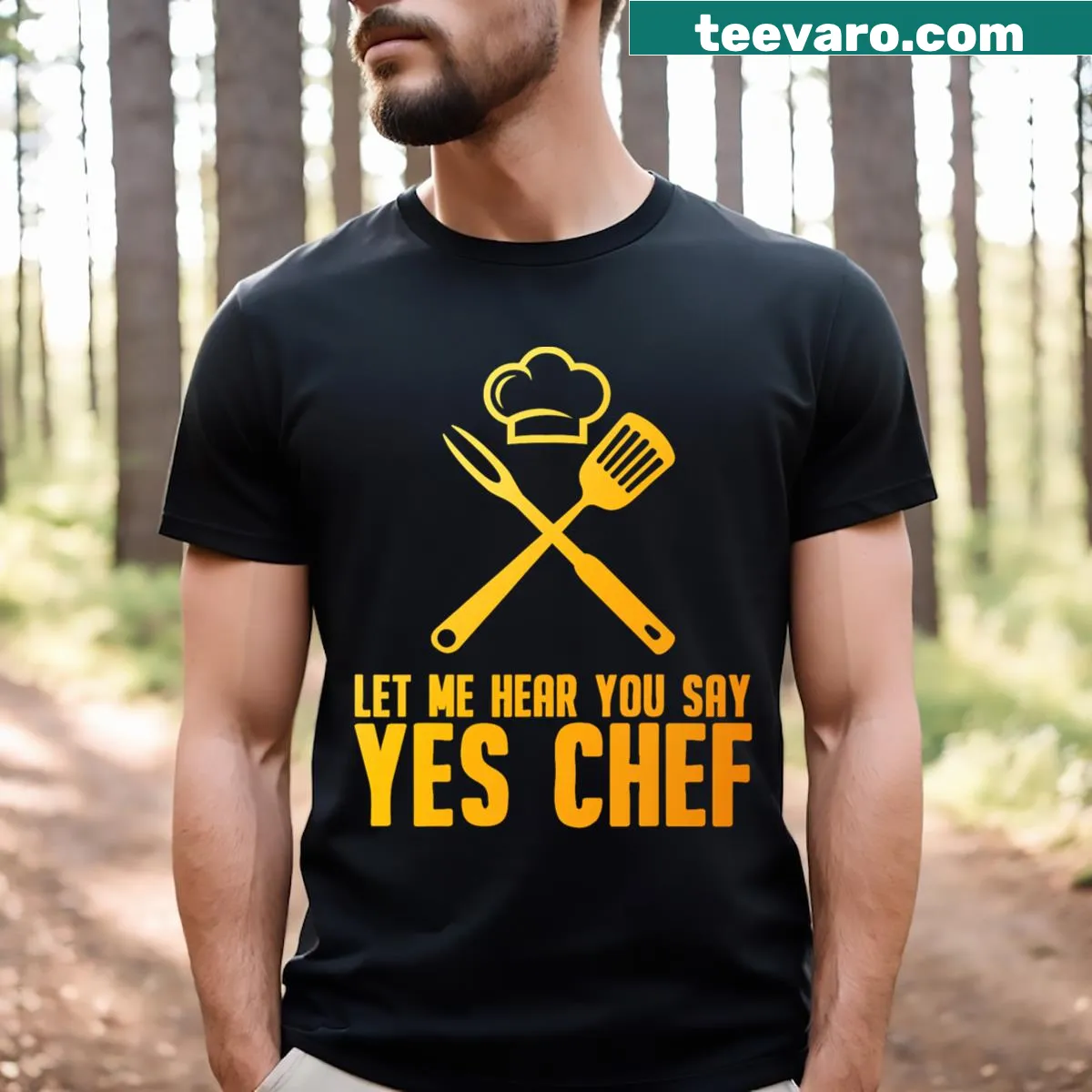 Humorous chef-themed graphic t-shirt for culinary enthusiasts — on a men's t-shirt