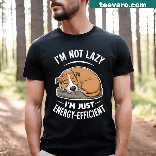 Cartoon of a lazy dog on a humorous T-shirt