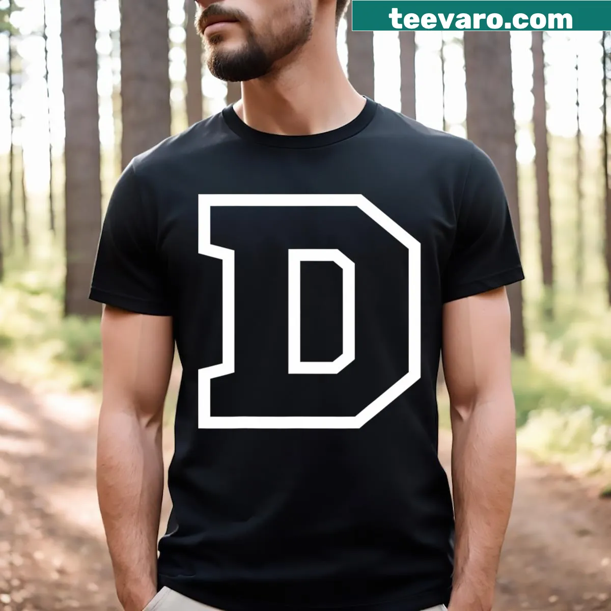 Bold typography featuring the letter D for alphabet lovers — on a men's t-shirt