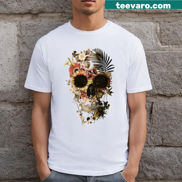 Skull and floral design on a T-shirt
