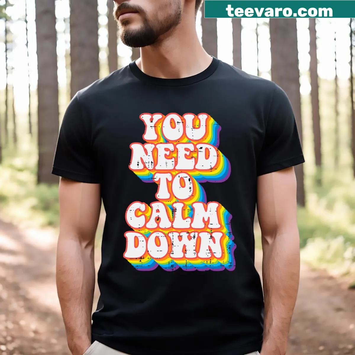 Rainbow pride message on a humorous LGBTQ T-shirt — on a men's t-shirt