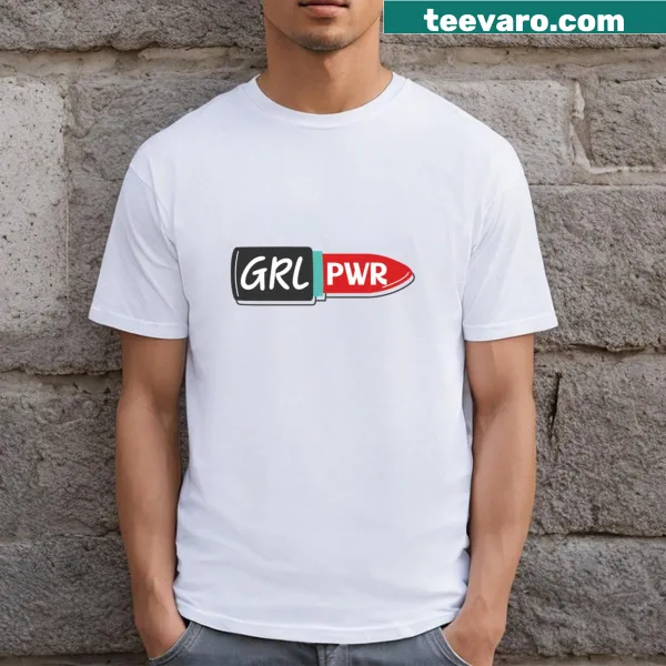 Empowering 'Grl Pwr' text graphic on t-shirt
