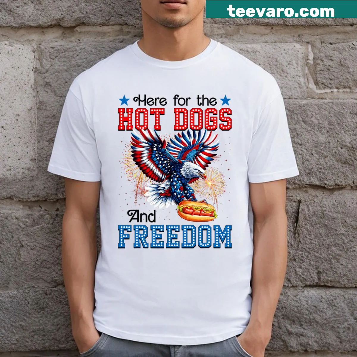 Patriotic eagle t-shirt for Fourth of July — on a men's t-shirt