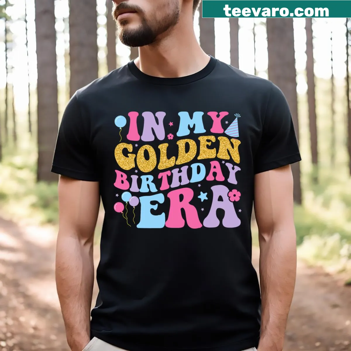 Retro groovy birthday shirt for girls celebrating their golden birthday. — on a men's t-shirt