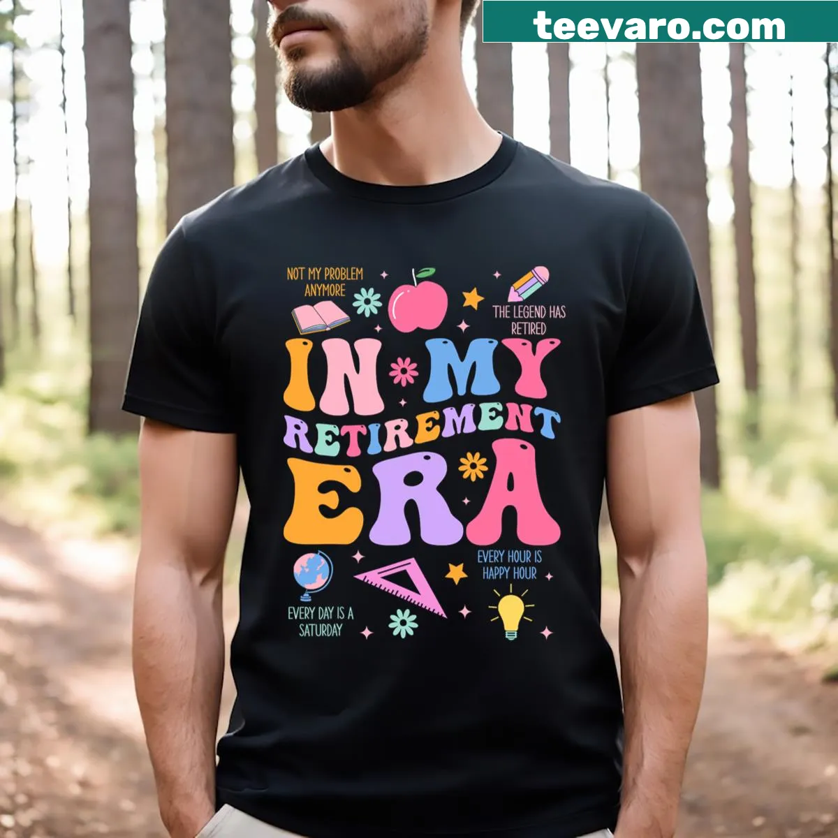Retro groovy retirement shirt for retired teachers. — on a men's t-shirt