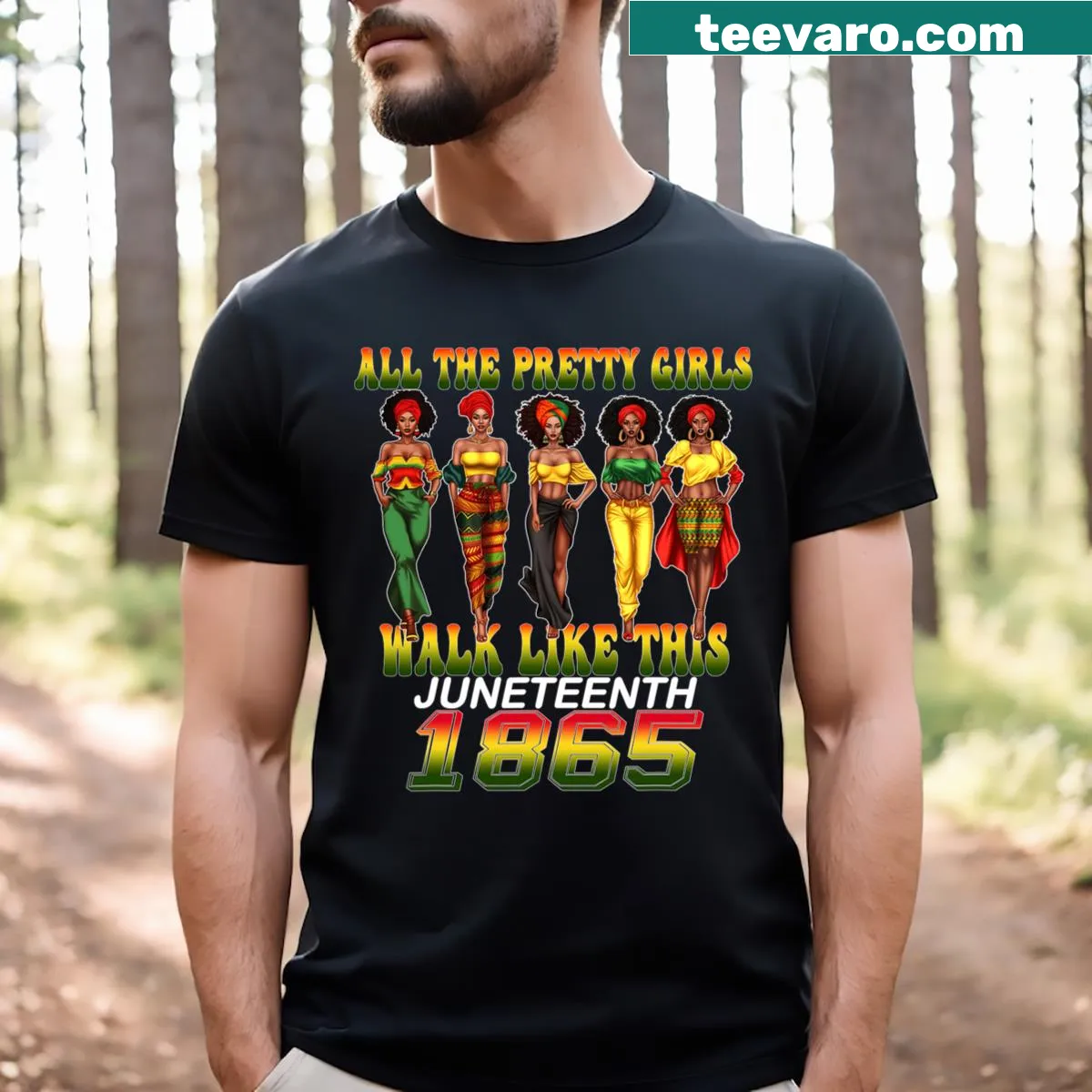 Juneteenth T-shirt celebrating freedom and Black history — on a men's t-shirt