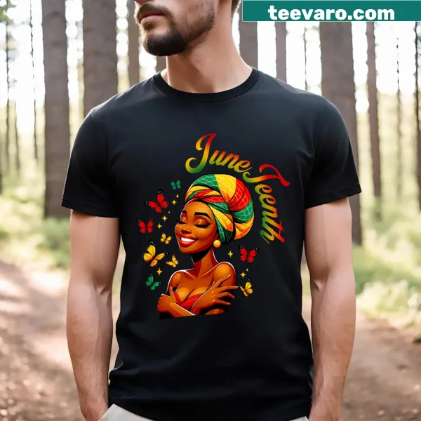 T-shirt with message about Juneteenth and Black freedom in 1865
