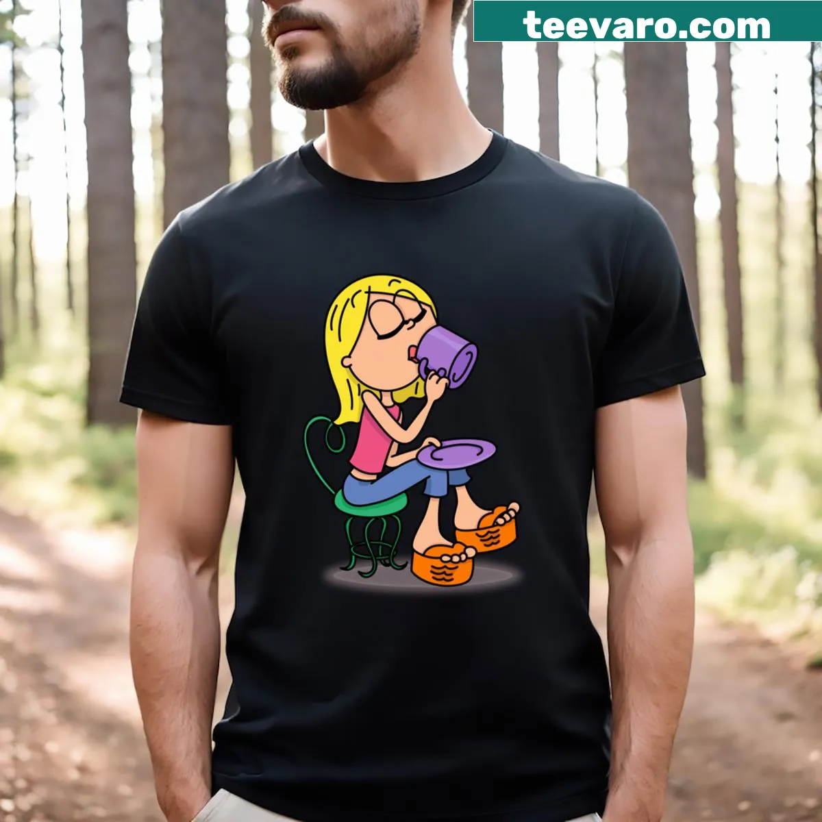 Nostalgic t-shirt featuring Lizzie McGuire illustrations — on a men's t-shirt