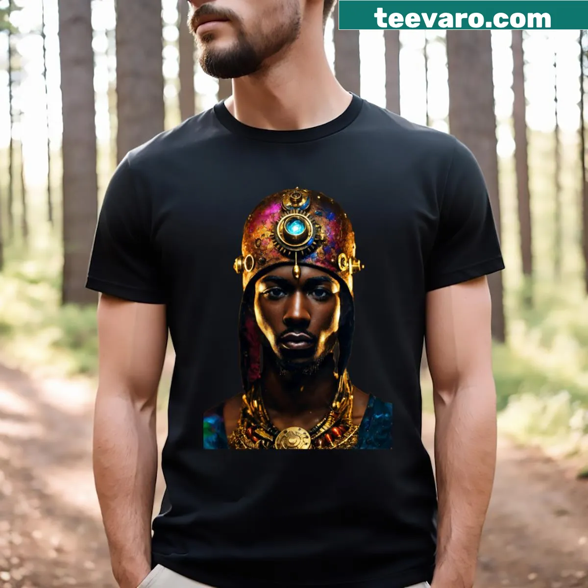 Kemet graphic T-shirt with historical symbols — on a men's t-shirt