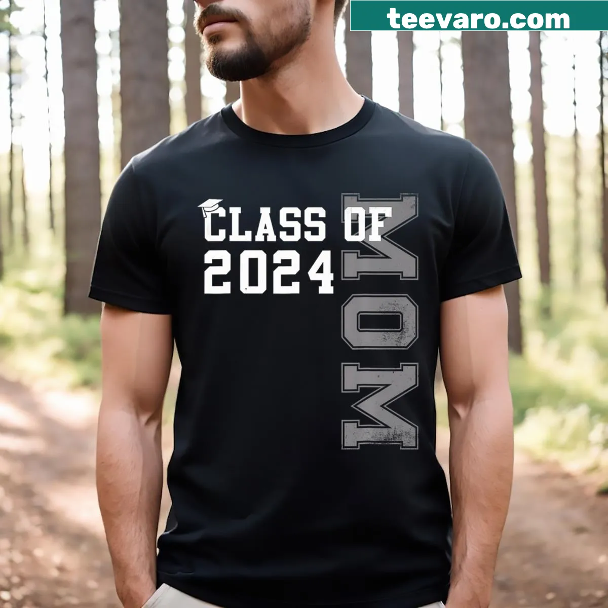 Proud Mom of Class of 2024 graphic T-shirt — on a men's t-shirt