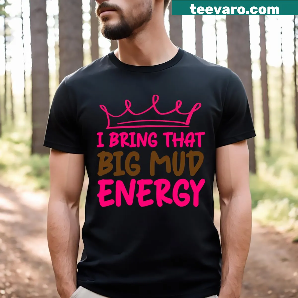 Kids' t-shirt with a princess illustration in mud — on a men's t-shirt