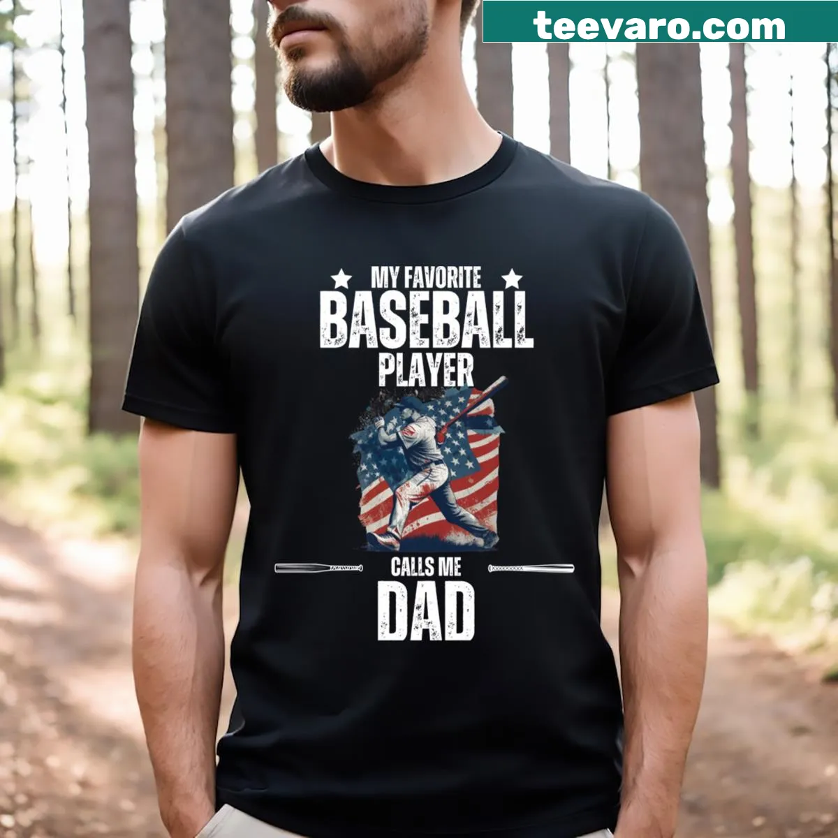 T-shirt featuring a sentimental phrase about being a dad to a baseball player — on a men's t-shirt