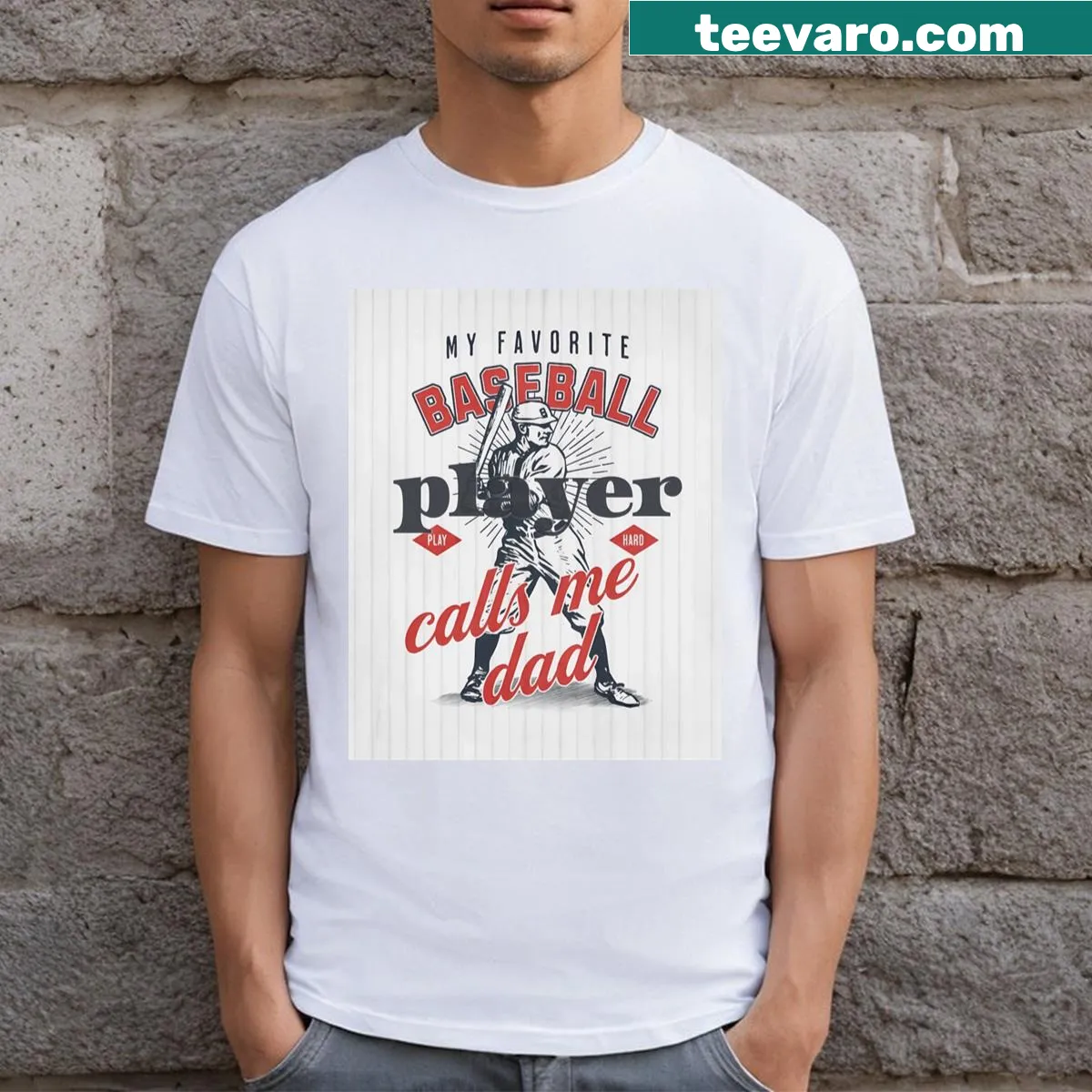 Sentimental T-shirt for dads featuring a message about their favorite baseball player — on a men's t-shirt