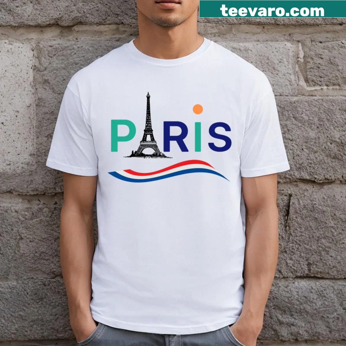 Illustrated Paris T-shirt with iconic landmarks and motifs — on a men's t-shirt