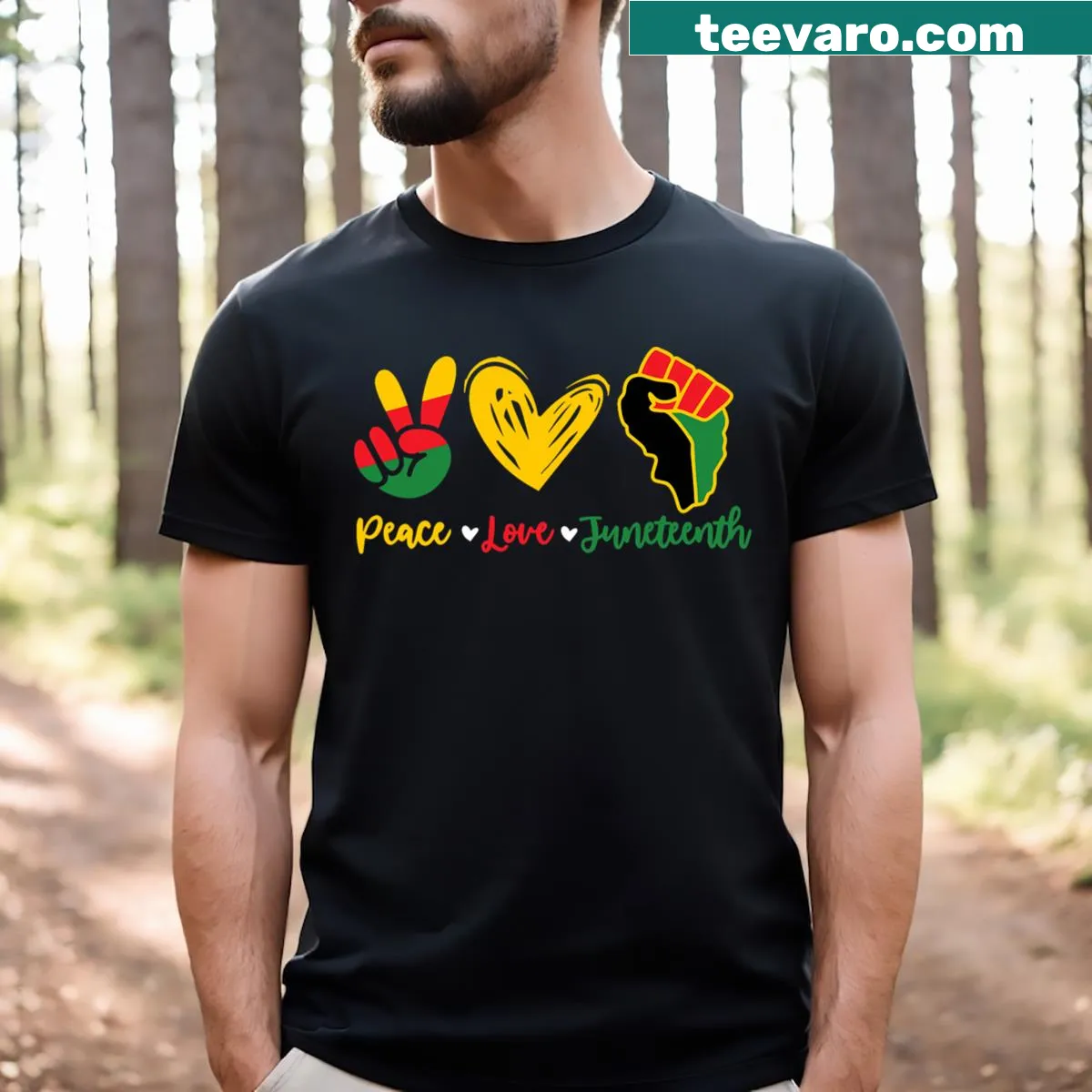 Typography design celebrating freedom and Juneteenth — on a men's t-shirt