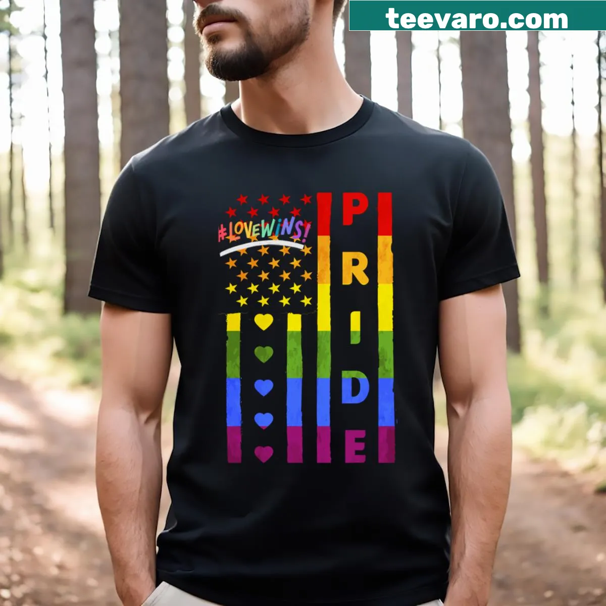 T-shirt featuring the phrase 'Pride Time' — on a men's t-shirt