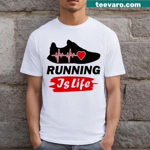 Inspirational t-shirt with the phrase Running Is Life