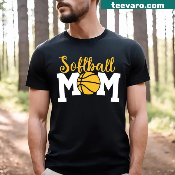 Softball mom T-shirt celebrating motherhood and sports.
