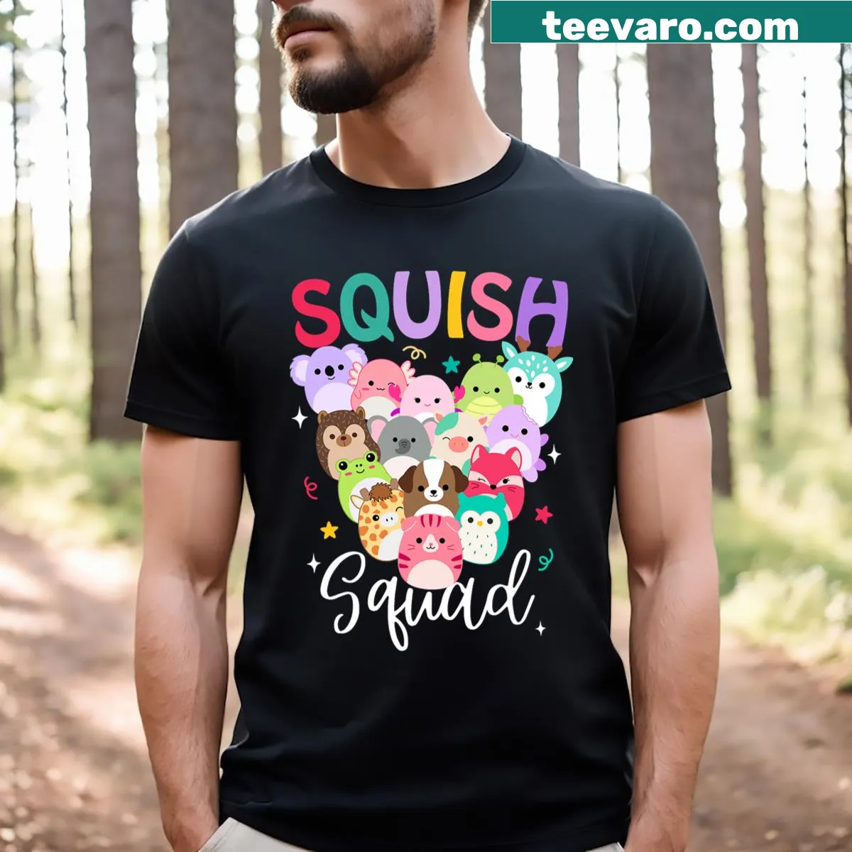 Cute Squish Squad heart design on T-shirt for kids and women — on a men's t-shirt