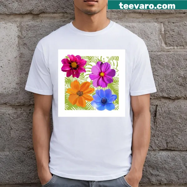 Floral design on summer-themed T-shirt