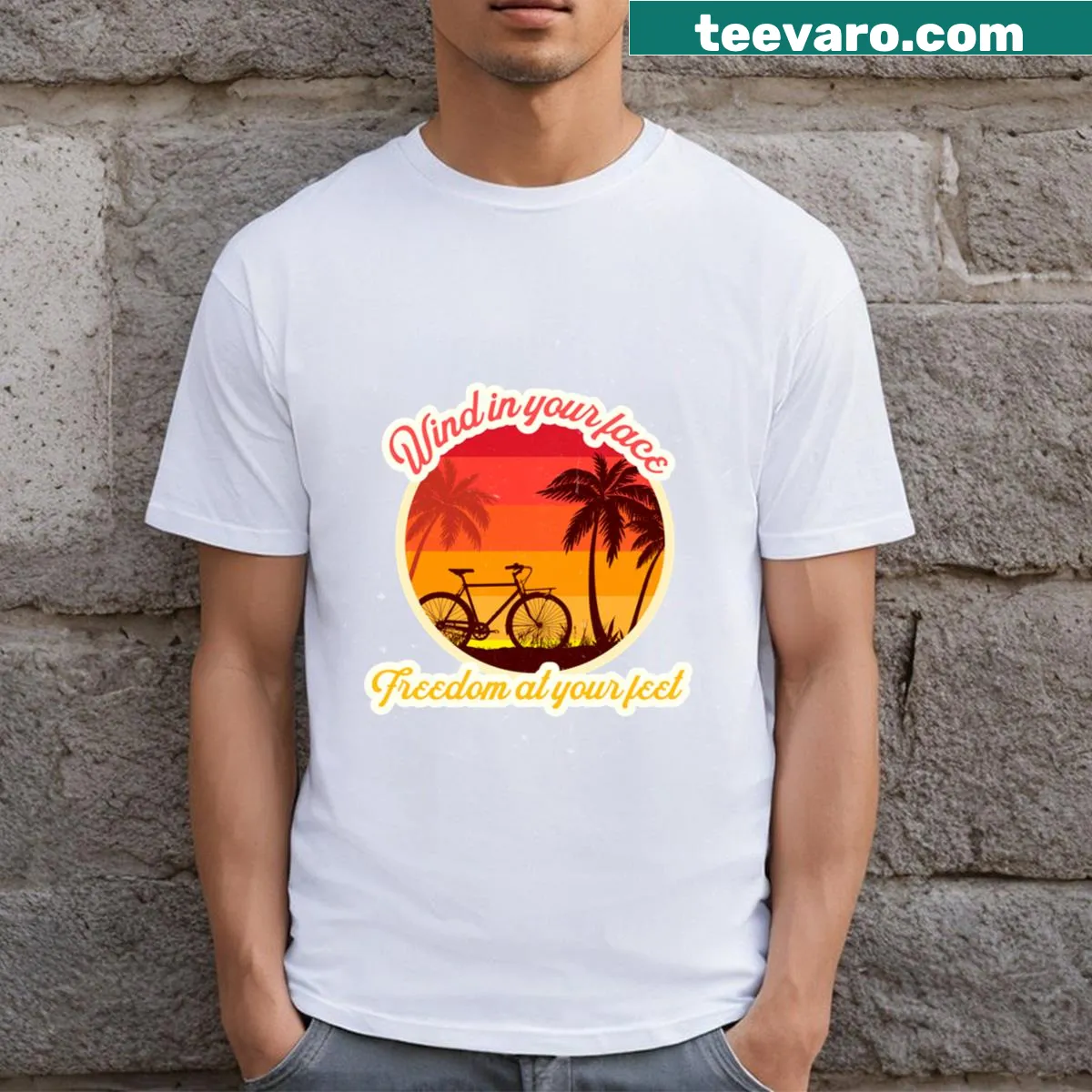 Graphic T-shirt featuring the phrase 'Taste of Freedom' — on a men's t-shirt