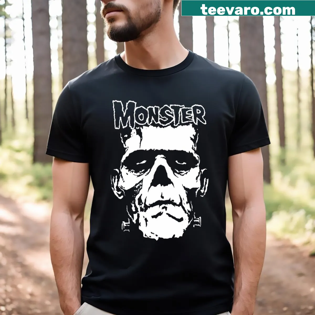 Edgy vintage style Monster Skull graphic T-shirt — on a men's t-shirt
