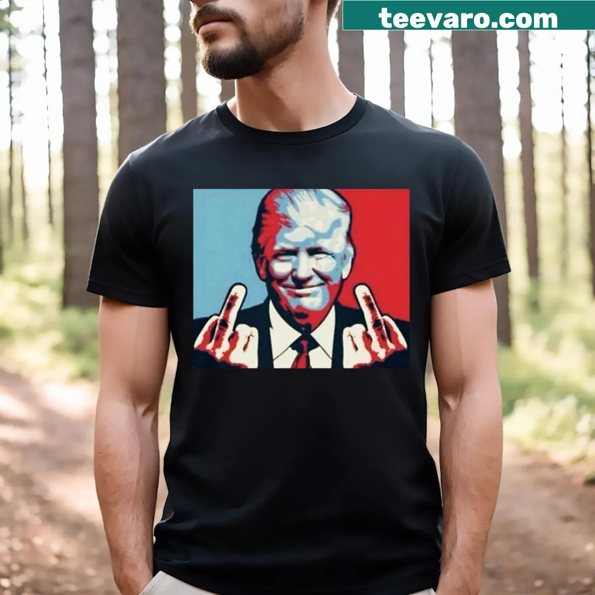 Essential T-shirt with bold 'Double Barrel' text — on a men's t-shirt