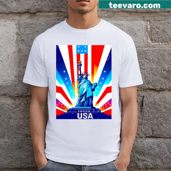 Artistic illustration of Statue of Liberty with USA flag design