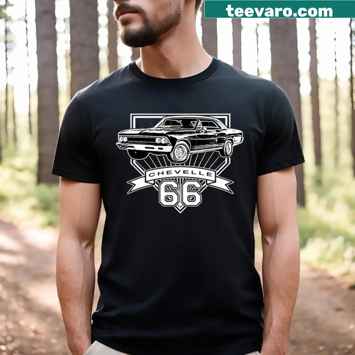 Vintage Chevelle SS T-shirt featuring classic 1966 model design — on a men's t-shirt