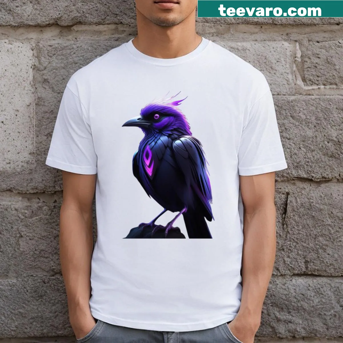 T-shirt featuring a variety of playful animated character illustrations — on a men's t-shirt