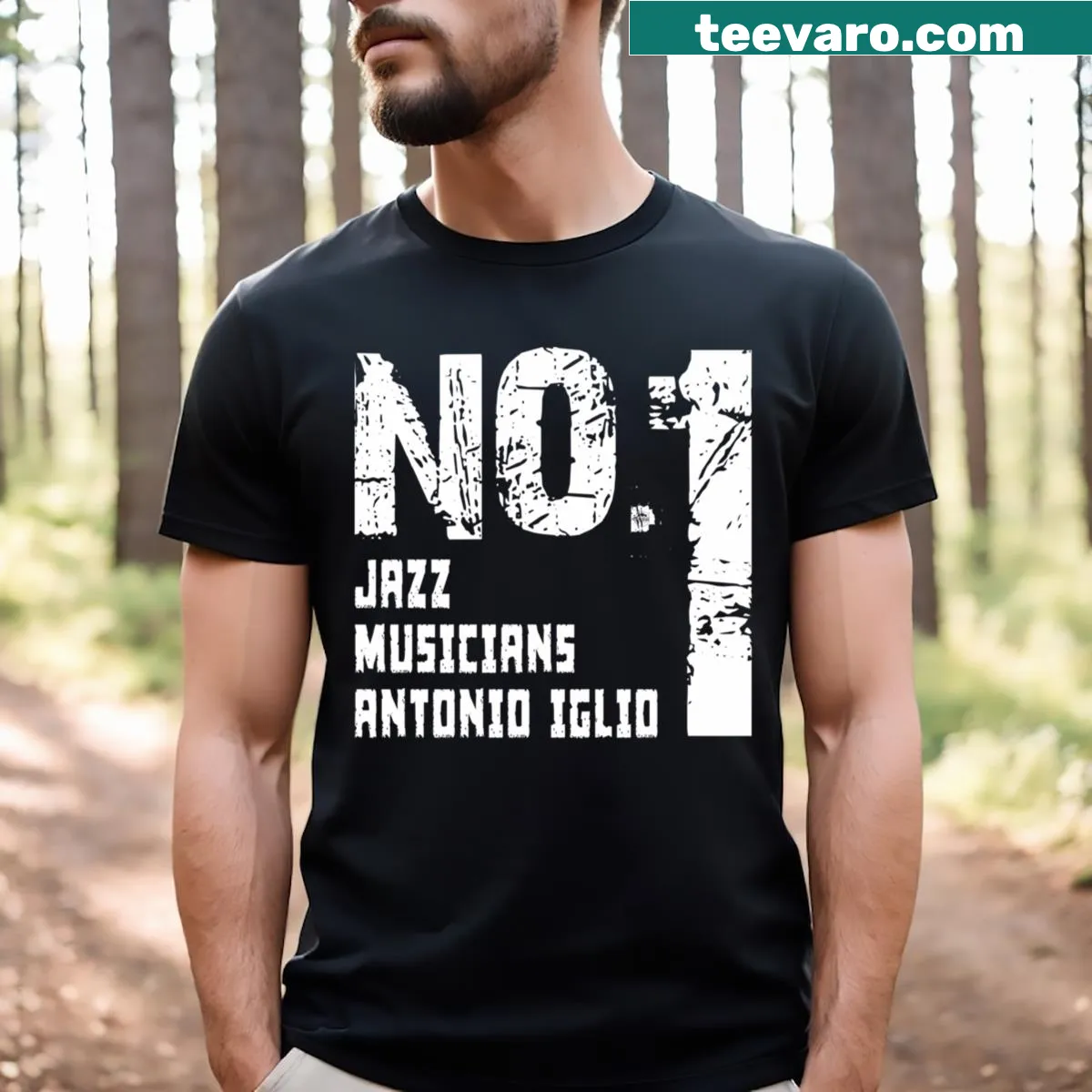 T-shirt featuring graphic design inspired by Antonio Iglio's music — on a men's t-shirt