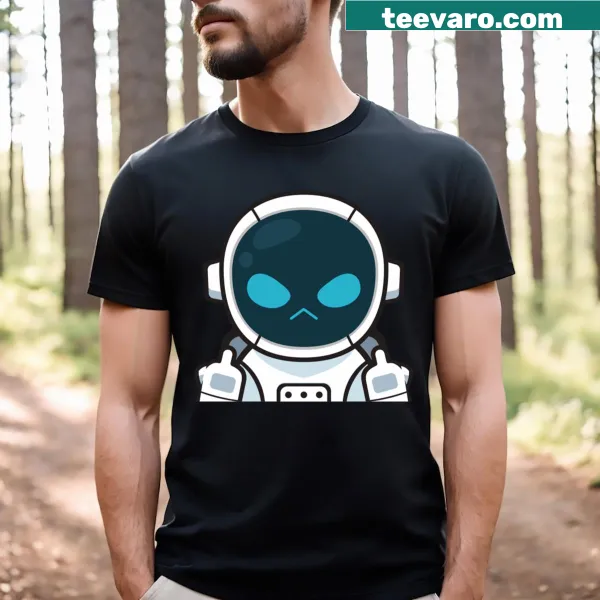 Cartoon astronaut floating in space on t-shirt