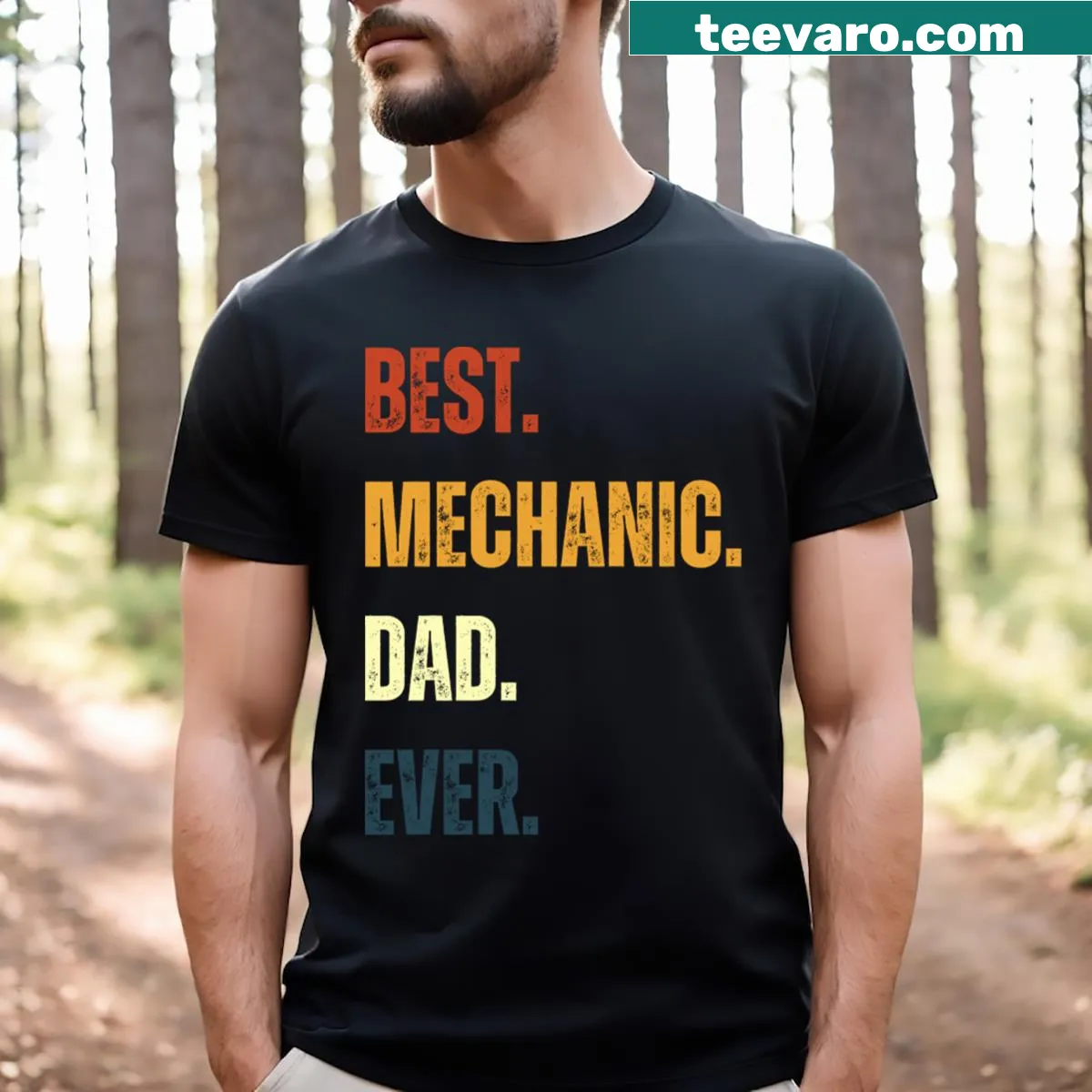 Best Mechanic Dad Ever T-shirt with bold typography. — on a men's t-shirt